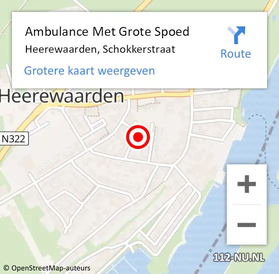 Locatie op kaart van de 112 melding: Ambulance Met Grote Spoed Naar Heerewaarden, Schokkerstraat op 8 juli 2016 22:56