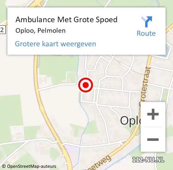 Locatie op kaart van de 112 melding: Ambulance Met Grote Spoed Naar Oploo, Pelmolen op 8 juli 2016 23:05