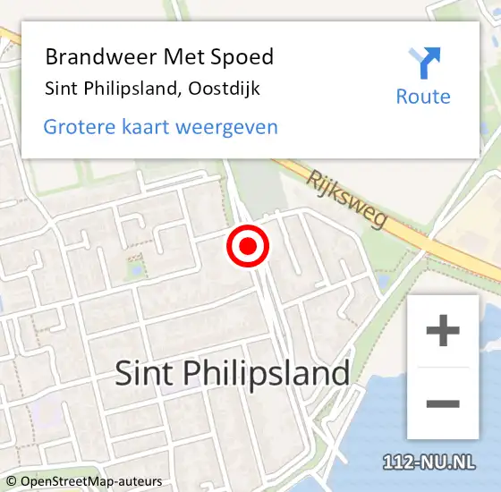 Locatie op kaart van de 112 melding: Brandweer Met Spoed Naar Sint Philipsland, Oostdijk op 8 juli 2016 23:22