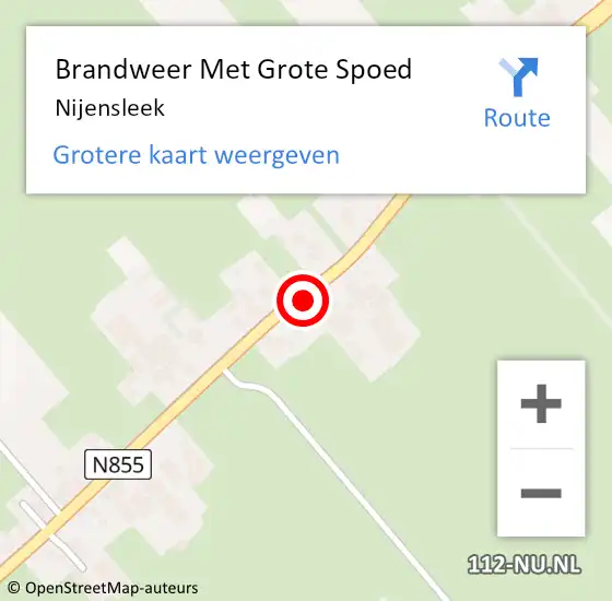 Locatie op kaart van de 112 melding: Brandweer Met Grote Spoed Naar Nijensleek op 9 juli 2016 00:04