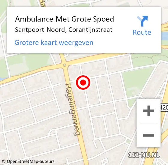 Locatie op kaart van de 112 melding: Ambulance Met Grote Spoed Naar Santpoort-Noord, Corantijnstraat op 9 juli 2016 00:48