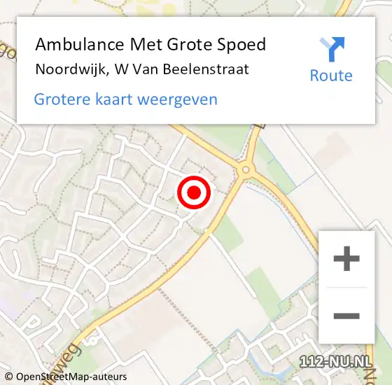 Locatie op kaart van de 112 melding: Ambulance Met Grote Spoed Naar Noordwijk, W Van Beelenstraat op 9 juli 2016 04:01
