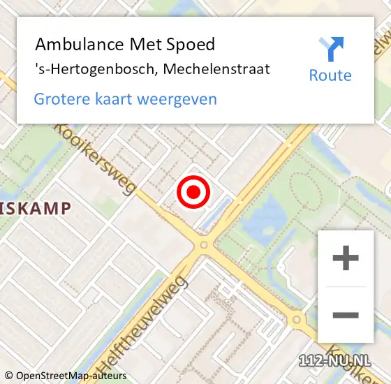 Locatie op kaart van de 112 melding: Ambulance Met Spoed Naar 's-Hertogenbosch, Mechelenstraat op 9 juli 2016 05:36