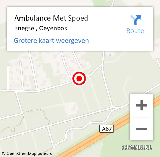 Locatie op kaart van de 112 melding: Ambulance Met Spoed Naar Knegsel, Oeyenbos op 9 juli 2016 07:35