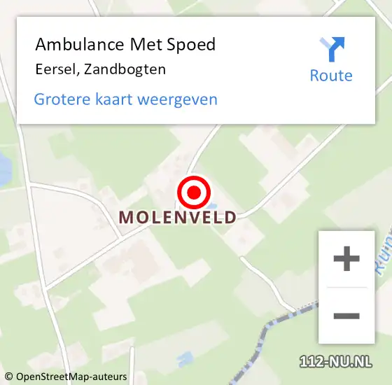 Locatie op kaart van de 112 melding: Ambulance Met Spoed Naar Eersel, Zandbogten op 9 juli 2016 07:39