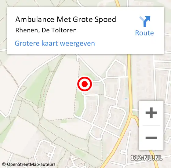 Locatie op kaart van de 112 melding: Ambulance Met Grote Spoed Naar Rhenen, De Toltoren op 9 juli 2016 08:21