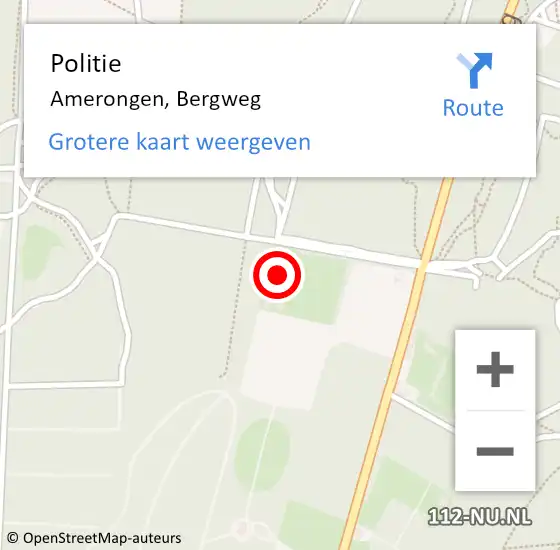 Locatie op kaart van de 112 melding: Politie Amerongen, Bergweg op 9 juli 2016 09:00