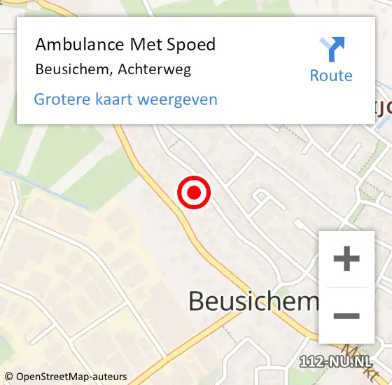 Locatie op kaart van de 112 melding: Ambulance Met Spoed Naar Beusichem, Achterweg op 9 juli 2016 10:05