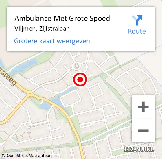 Locatie op kaart van de 112 melding: Ambulance Met Grote Spoed Naar Vlijmen, Zijlstralaan op 9 juli 2016 10:11