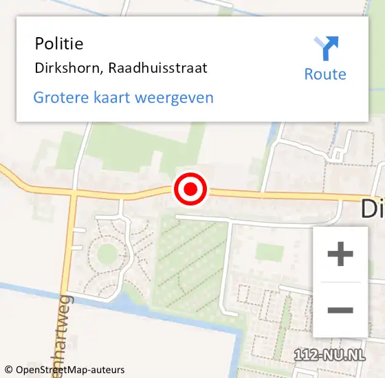 Locatie op kaart van de 112 melding: Politie Dirkshorn, Raadhuisstraat op 9 juli 2016 10:15