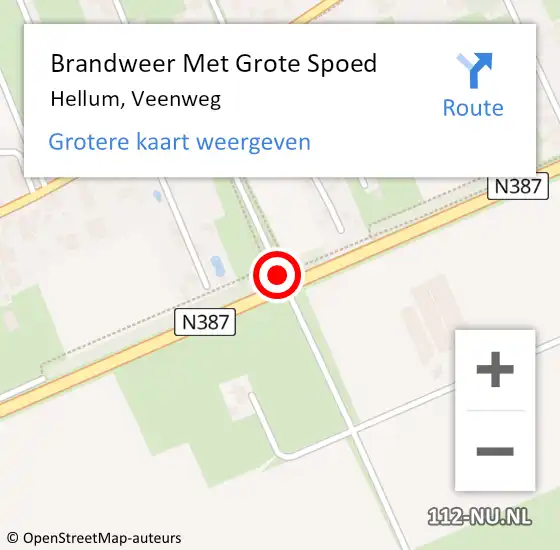 Locatie op kaart van de 112 melding: Brandweer Met Grote Spoed Naar Hellum, Veenweg op 9 juli 2016 11:02