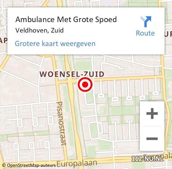 Locatie op kaart van de 112 melding: Ambulance Met Grote Spoed Naar Veldhoven, Zuid op 9 juli 2016 11:05