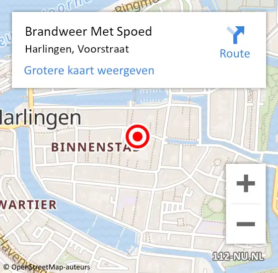 Locatie op kaart van de 112 melding: Brandweer Met Spoed Naar Harlingen, Voorstraat op 9 juli 2016 11:11