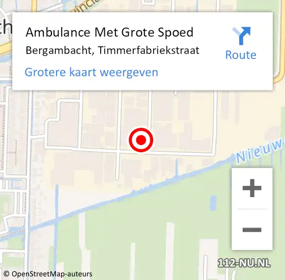 Locatie op kaart van de 112 melding: Ambulance Met Grote Spoed Naar Bergambacht, Timmerfabriekstraat op 9 juli 2016 11:36