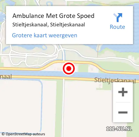 Locatie op kaart van de 112 melding: Ambulance Met Grote Spoed Naar Stieltjeskanaal, Stieltjeskanaal op 9 juli 2016 11:54