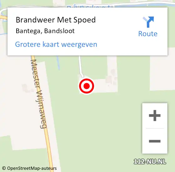 Locatie op kaart van de 112 melding: Brandweer Met Spoed Naar Bantega, Bandsloot op 9 juli 2016 13:07