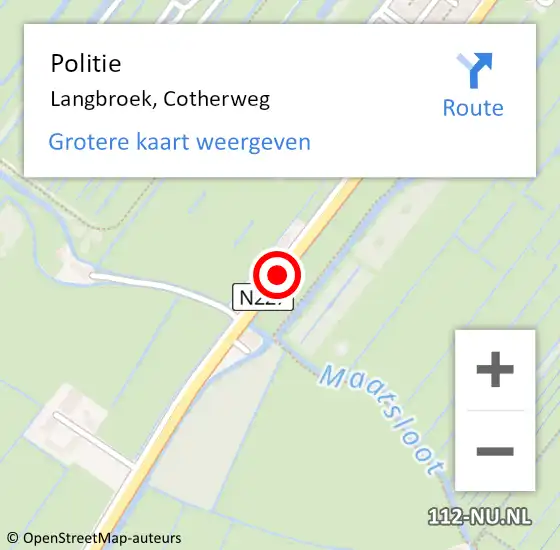 Locatie op kaart van de 112 melding: Politie Langbroek, Cotherweg op 9 juli 2016 13:37