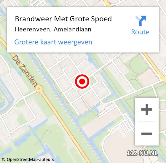 Locatie op kaart van de 112 melding: Brandweer Met Grote Spoed Naar Heerenveen, Amelandlaan op 9 juli 2016 13:37