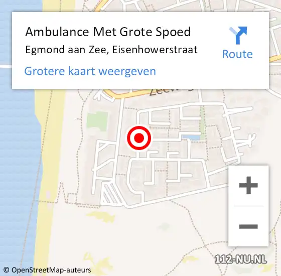 Locatie op kaart van de 112 melding: Ambulance Met Grote Spoed Naar Egmond aan Zee, Eisenhowerstraat op 20 december 2013 15:55