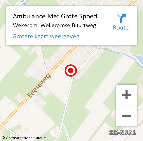 Locatie op kaart van de 112 melding: Ambulance Met Grote Spoed Naar Wekerom, Wekeromse Buurtweg op 9 juli 2016 14:40