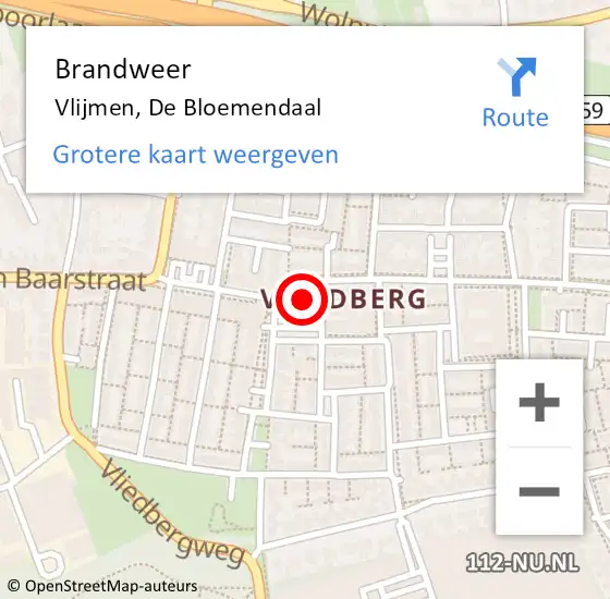 Locatie op kaart van de 112 melding: Brandweer Vlijmen, De Bloemendaal op 9 juli 2016 14:52