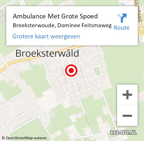 Locatie op kaart van de 112 melding: Ambulance Met Grote Spoed Naar Broeksterwoude, Dominee Feitsmaweg op 9 juli 2016 14:53