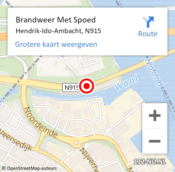 Locatie op kaart van de 112 melding: Brandweer Met Spoed Naar Hendrik-Ido-Ambacht, N915 op 9 juli 2016 14:56