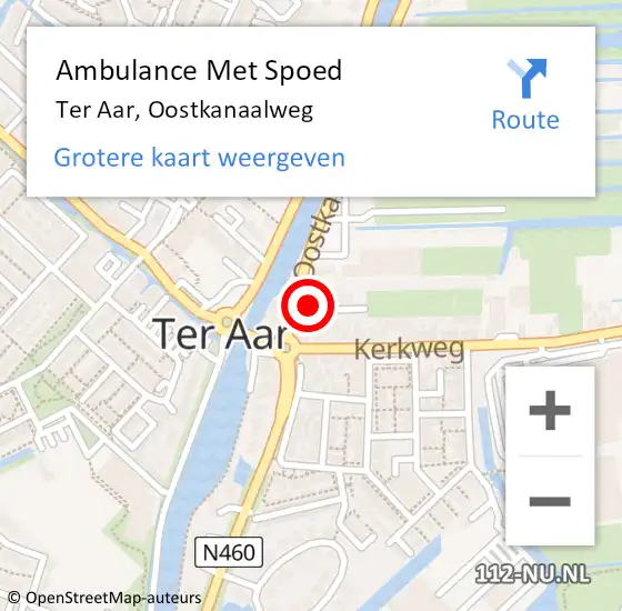 Locatie op kaart van de 112 melding: Ambulance Met Spoed Naar Ter Aar, Oostkanaalweg op 9 juli 2016 15:00