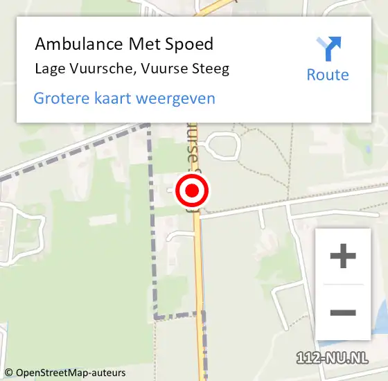 Locatie op kaart van de 112 melding: Ambulance Met Spoed Naar Lage Vuursche, Vuurse Steeg op 9 juli 2016 15:01