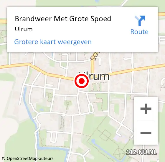 Locatie op kaart van de 112 melding: Brandweer Met Grote Spoed Naar Ulrum op 9 juli 2016 15:07