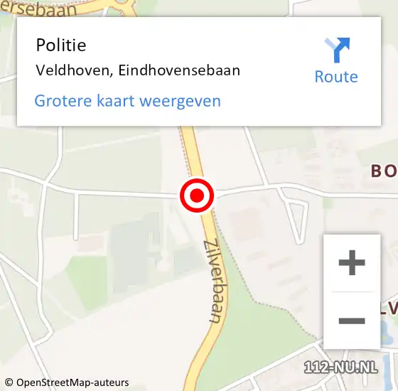 Locatie op kaart van de 112 melding: Politie Veldhoven, Eindhovensebaan op 9 juli 2016 15:53