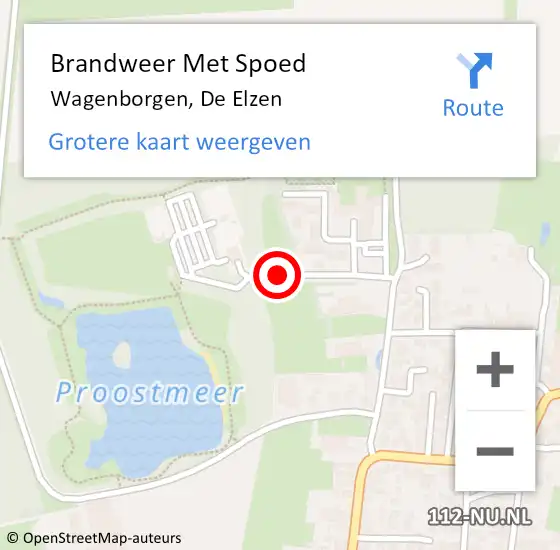 Locatie op kaart van de 112 melding: Brandweer Met Spoed Naar Wagenborgen, De Elzen op 9 juli 2016 16:02