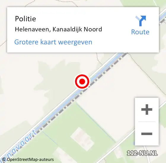 Locatie op kaart van de 112 melding: Politie Helenaveen, Kanaaldijk Noord op 9 juli 2016 16:08