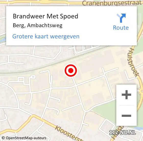 Locatie op kaart van de 112 melding: Brandweer Met Spoed Naar Berg, Ambachtsweg op 9 juli 2016 16:41