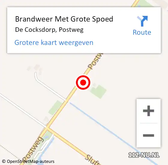 Locatie op kaart van de 112 melding: Brandweer Met Grote Spoed Naar De Cocksdorp, Postweg op 9 juli 2016 16:57