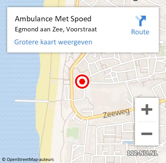 Locatie op kaart van de 112 melding: Ambulance Met Spoed Naar Egmond aan Zee, Voorstraat op 9 juli 2016 17:22