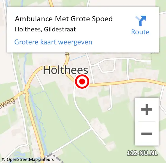 Locatie op kaart van de 112 melding: Ambulance Met Grote Spoed Naar Holthees, Gildestraat op 9 juli 2016 18:50