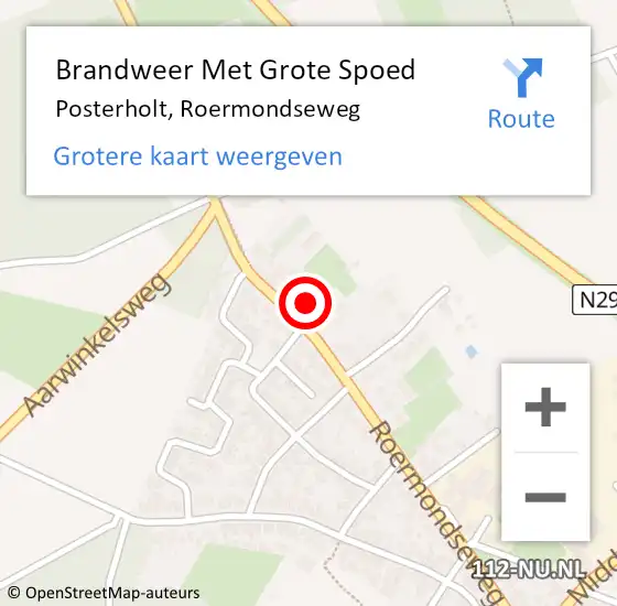 Locatie op kaart van de 112 melding: Brandweer Met Grote Spoed Naar Posterholt, Roermondseweg op 9 juli 2016 19:19