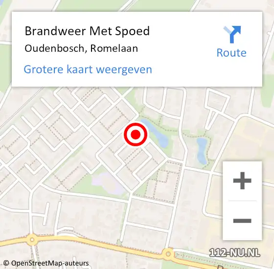 Locatie op kaart van de 112 melding: Brandweer Met Spoed Naar Oudenbosch, Romelaan op 9 juli 2016 19:21