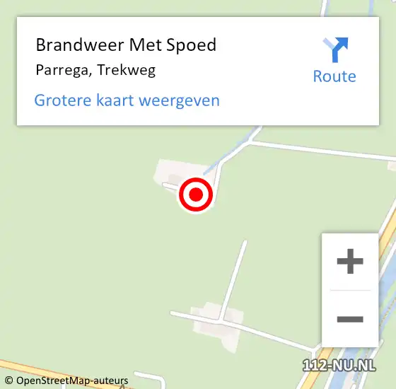 Locatie op kaart van de 112 melding: Brandweer Met Spoed Naar Parrega, Trekweg op 9 juli 2016 19:25