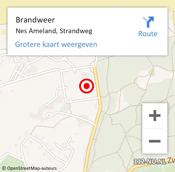 Locatie op kaart van de 112 melding: Brandweer Nes Ameland, Strandweg op 9 juli 2016 19:41