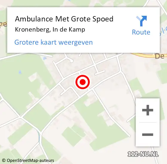 Locatie op kaart van de 112 melding: Ambulance Met Grote Spoed Naar Kronenberg, In de Kamp op 20 december 2013 16:23