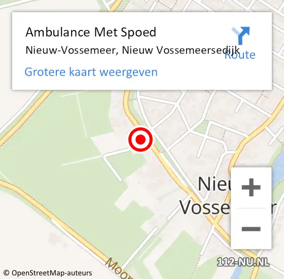 Locatie op kaart van de 112 melding: Ambulance Met Spoed Naar Nieuw-Vossemeer, Nieuw Vossemeersedijk op 9 juli 2016 20:13