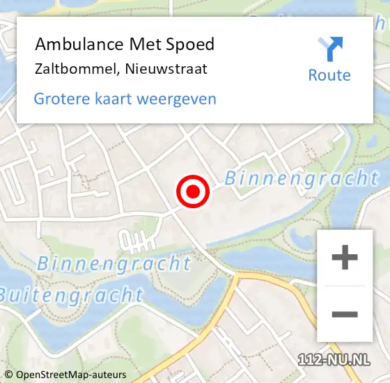 Locatie op kaart van de 112 melding: Ambulance Met Spoed Naar Zaltbommel, Nieuwstraat op 9 juli 2016 20:36