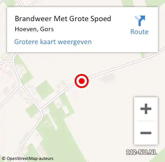 Locatie op kaart van de 112 melding: Brandweer Met Grote Spoed Naar Hoeven, Gors op 9 juli 2016 20:49