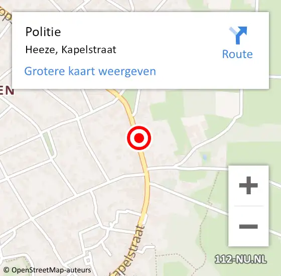 Locatie op kaart van de 112 melding: Politie Heeze, Kapelstraat op 9 juli 2016 20:53