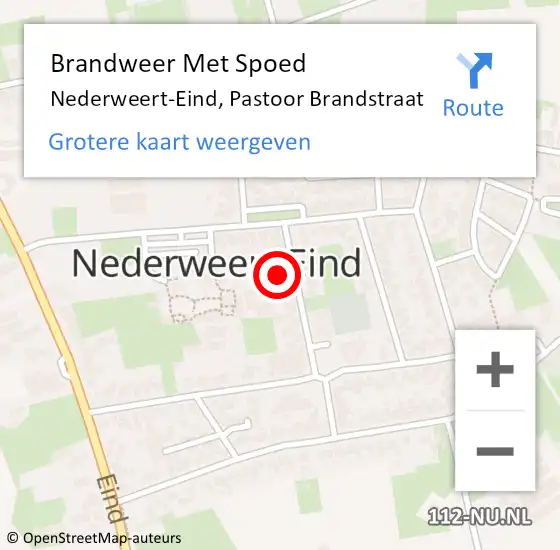 Locatie op kaart van de 112 melding: Brandweer Met Spoed Naar Nederweert-Eind, Pastoor Brandstraat op 9 juli 2016 21:02