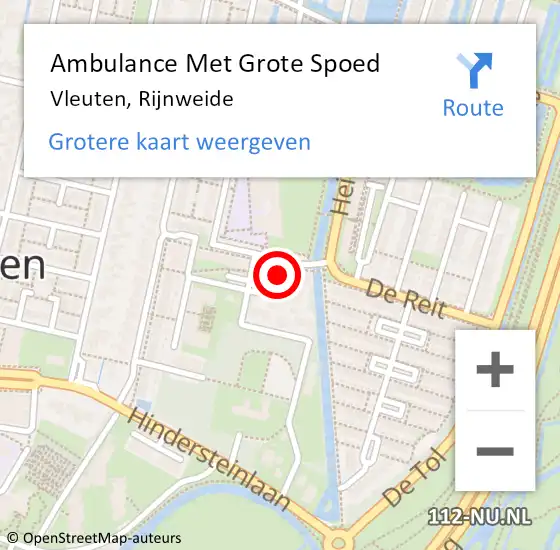 Locatie op kaart van de 112 melding: Ambulance Met Grote Spoed Naar Vleuten, Rijnweide op 9 juli 2016 21:25