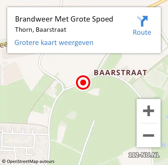 Locatie op kaart van de 112 melding: Brandweer Met Grote Spoed Naar Thorn, Baarstraat op 9 juli 2016 21:31