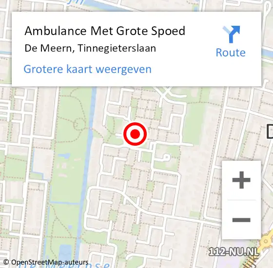 Locatie op kaart van de 112 melding: Ambulance Met Grote Spoed Naar De Meern, Tinnegieterslaan op 9 juli 2016 21:57